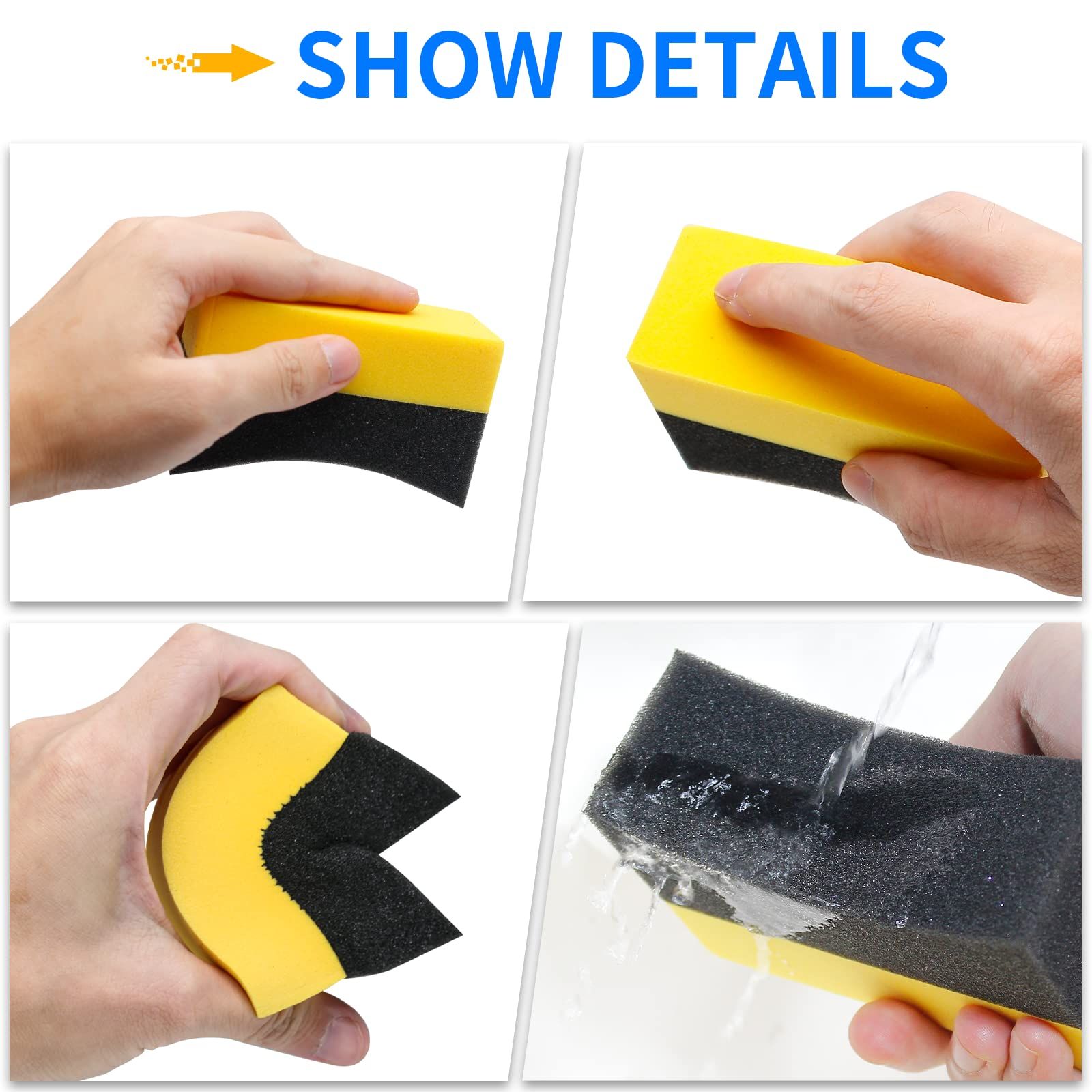 20 Pcs Tire Applicator Dressing Shine Sponge, Tire Dressing Applicator Pads, Color Polishing Sponge for Car Glass, Painted Steel & Porcelain — image 4