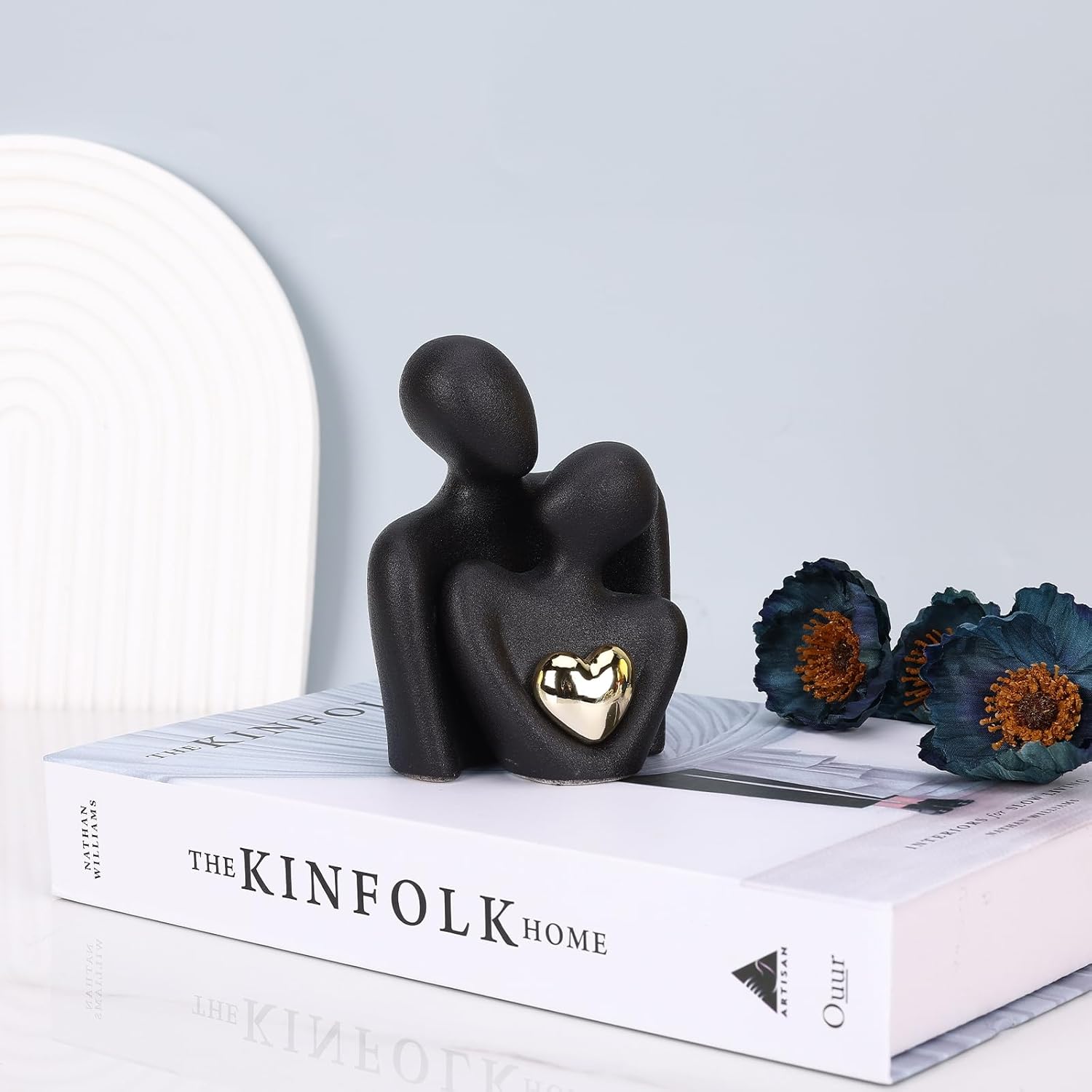 Mini Couples Statue - Ceramic Romantic Pair in Love Figurines for Bedroom Decor, TV Cabinet, Wedding Valentine's Gift, Small Knick Knacks Home Shelf (4.7 inch — image 5