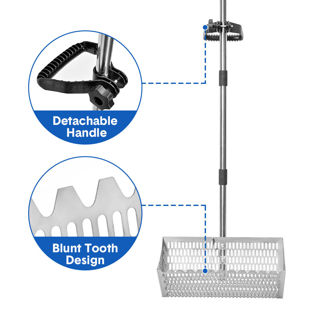 Beach Rake Stainless Steel Sand Flea Rake 140cm Long Detachable Handle and Shark Tooth Wide Sifter for Easy Sand Flea Removal with Bonus Basket and — image 5