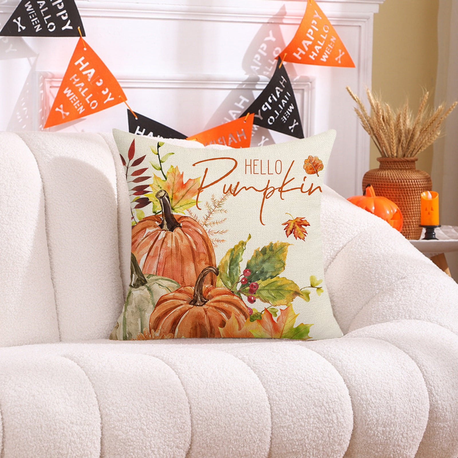 Fall Pillow Covers 18 x 18 inch Pumpkin Maple leaves Throw Pillow Covers Outdoor Autumn Thanksgiving Harvest Farmhouse Pillowcase Cushion Case for Home Sofa โ image 4