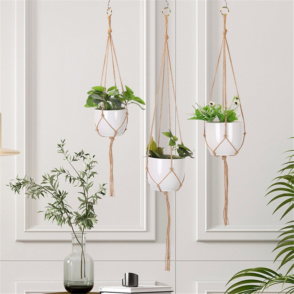4 pack Hemp Rope Plant Hanger Hanging Planter 47.2 Inch for Plant Pot, Without Pot and Plant (Light Brown-Hemp) — image 4
