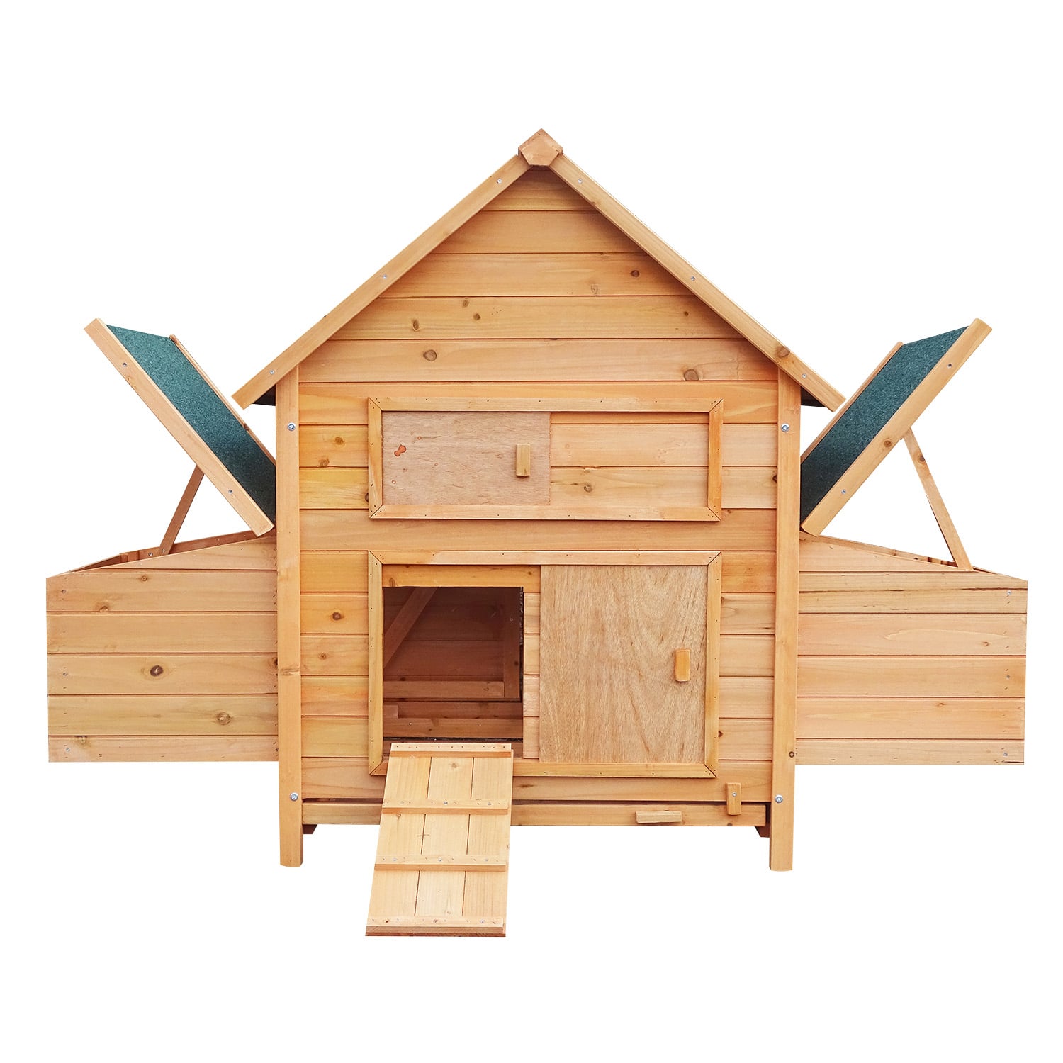 Furtastic Wooden Chicken Coop & Rabbit Hutch Weatherproof Outdoor Pet House 2 Nesting Boxes Ramp Pull Out Tray — image 3
