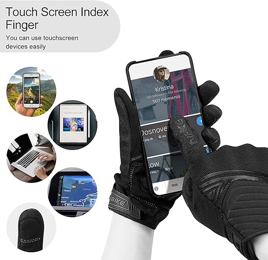 Breathable Mesh Motorcycle Gloves Touchscreen with TPR Palm Pad Hard Knuckle-Black-XLarge โ image 4
