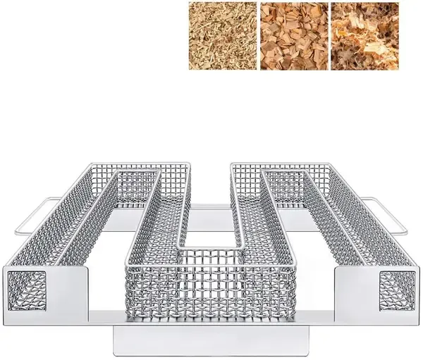 Cold Smoke Generator Stainless Steel Mesh Smoker Tray for BBQ Grills and Smokers, Silver 15 × 4 cm