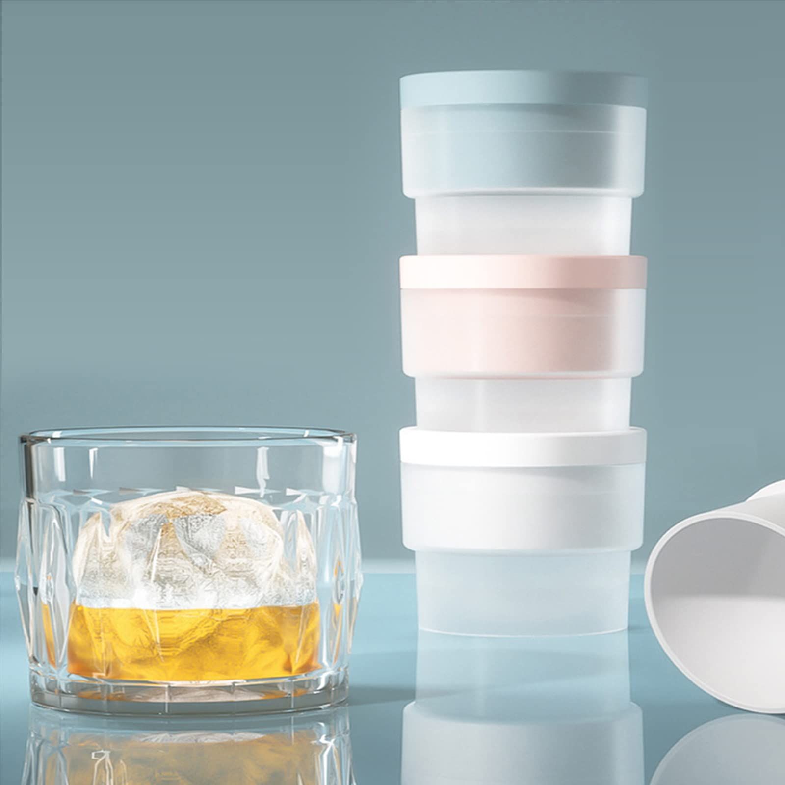 Ice Ball Maker, Set of 3 2.5 Inch Ice Spheres Mold,Round Ball ice Cube Mold for Whiskey Cocktails Juice Beverages Bourbon