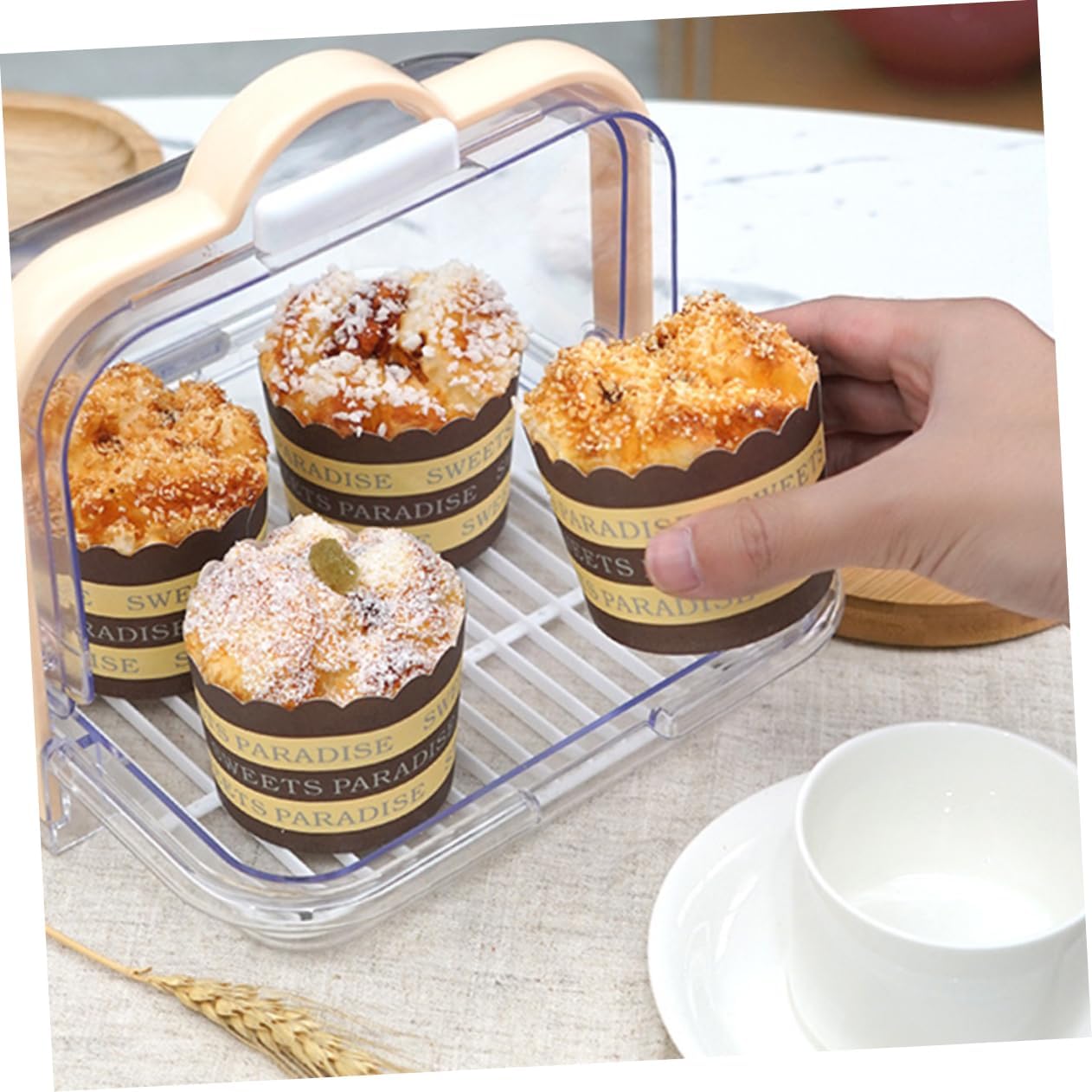 Transparent Food Storage Container with Lid and Drip Tray for Bread Milk Packaging — image 6