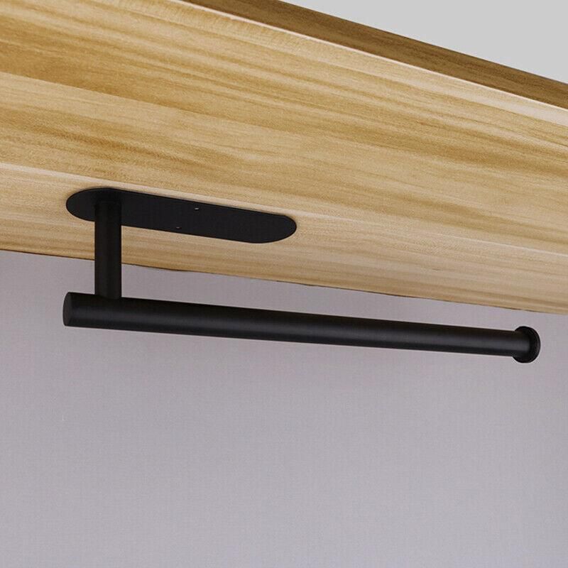 Kitchen Hanger Paper Roll Cabinet Towel Holder Organizer Rack Shelf Wall Adhesive - Black โ image 4