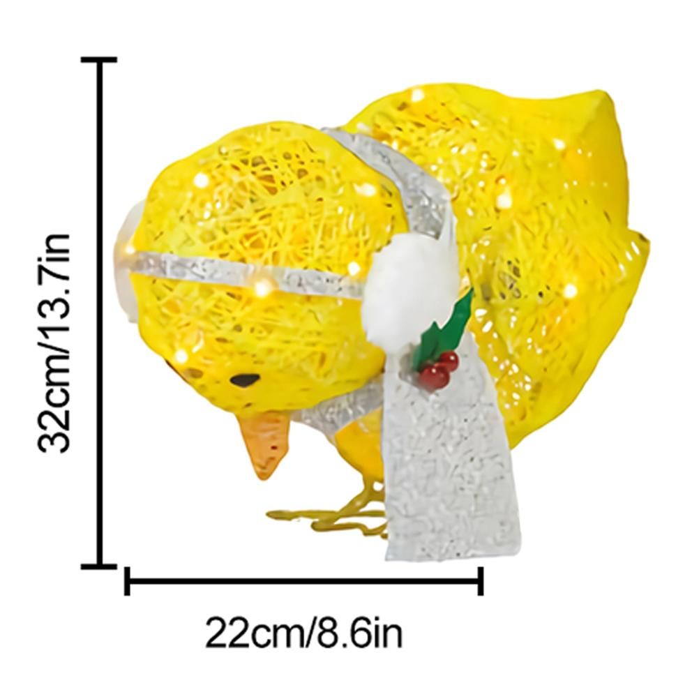 Chick with Scarf Decor Lights Yellow Chick Flat Garden Sculpture Chick Ornaments for Lawn Yard Christmas Holiday Decorations โ image 2