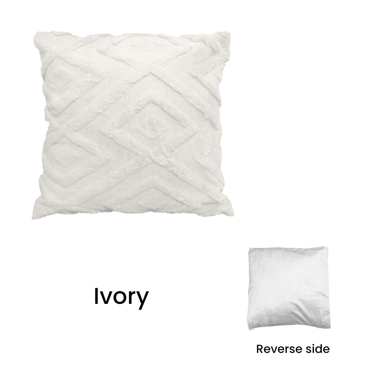 Diamond Texture Filled Cushion Square - 45cm x 45cm Ivory — image 3