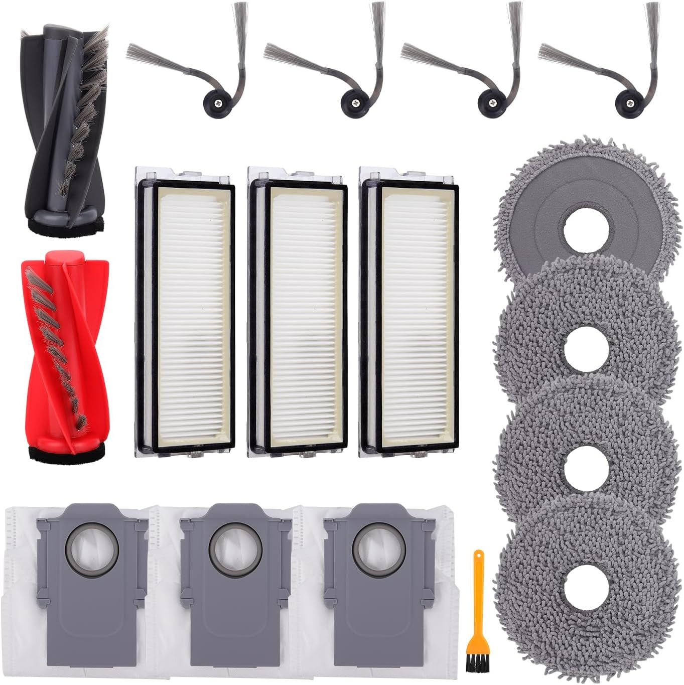 Replacement Parts Accessories Kit or Qrevo S5V/Qrevo Curv/Qrevo Curv S5X/Qrevo Edge S5A Series Robot Vacuum Cleaner - 1 Main Brush, 3 HEPA ilters, 3 Dust Bags