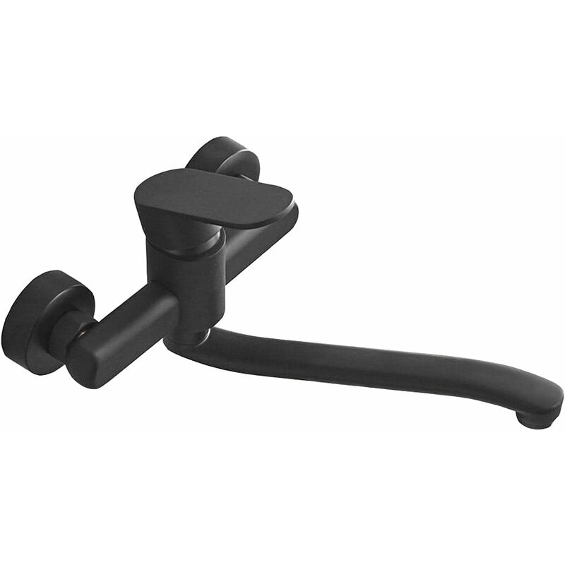 Single Handle Kitchen Faucet Wall Mounted High Quality Brass Body Black Projection 200Mm(G1/2)