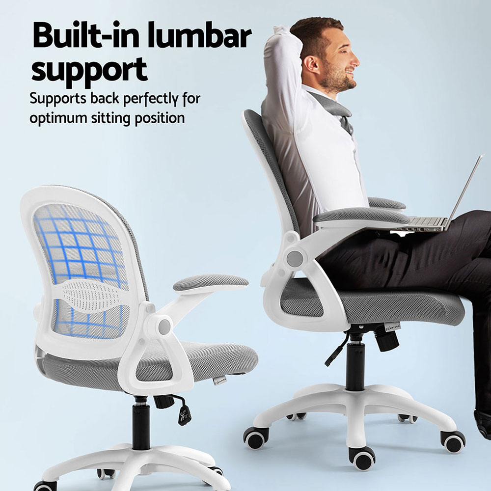 Artiss 2x Mesh Office Chair Computer Gaming Desk Chairs Work Study Mid Back Grey โ image 5
