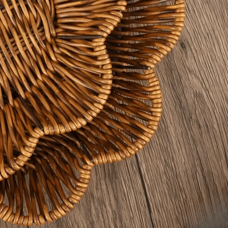 Floral Rattan-Look Woven Storage Basket 3-Piece Set | Eco-Friendly PP Material, Hand-Woven, One Basket for Fruits & Snacks, Stackable for Space-Saving Storage โ image 6