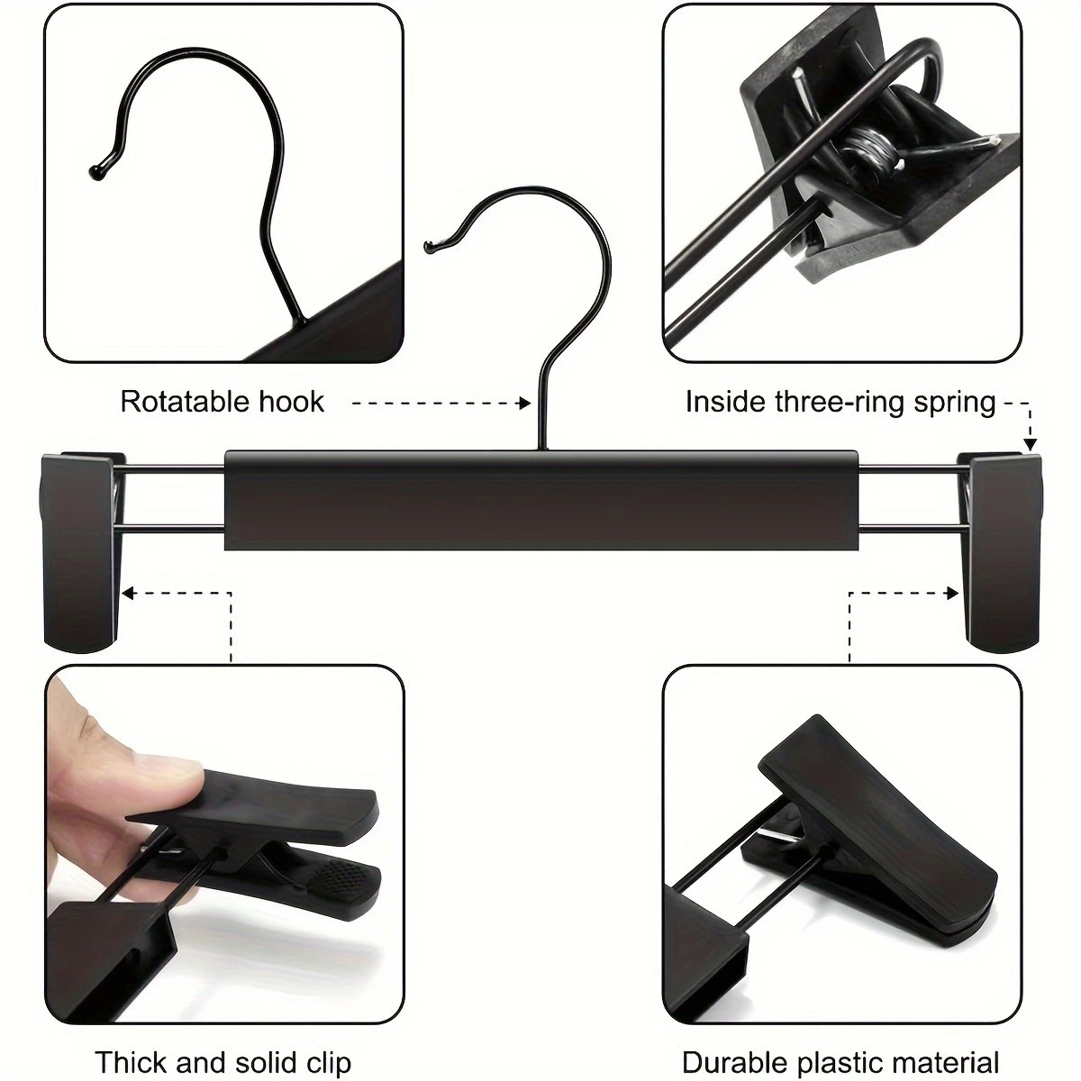 20pcs Super Anti-Slip Pants Hangers with Clips, Thickened Plastic Dual-Use Skirt/Pants Hangers, Seamless Anti-Mark Home Drying Racks, Wardrobe Organizer — image 5