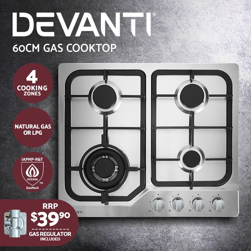 Devanti Gas Cooktop 60cm 4 Burner Silvir โ image 3