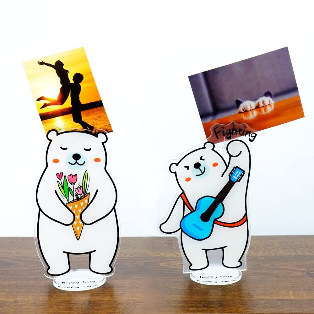 Set of 3 White Photo Holder, Table Picture Display Clip Stand for Picture Memo Cards Paper Note Postcards Place — image 3