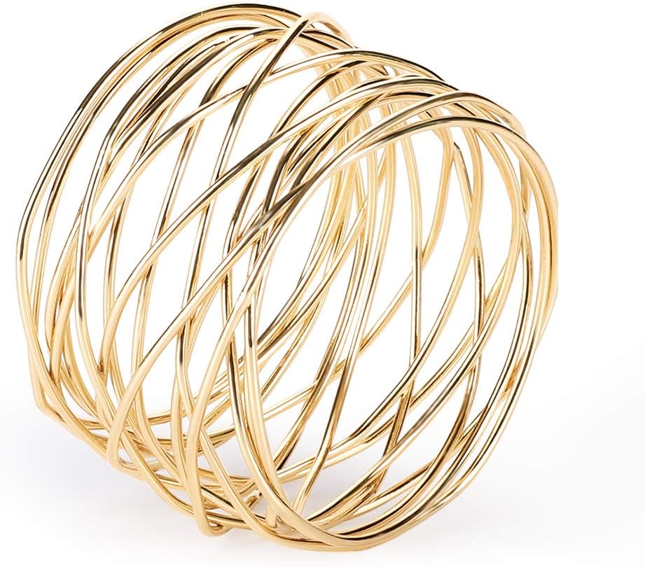 Napkin Rings, Metal Gold Round Napkin Rings Buckles for Table Decorations, Wedding, Dinner, Party, Set of 6 โ image 3