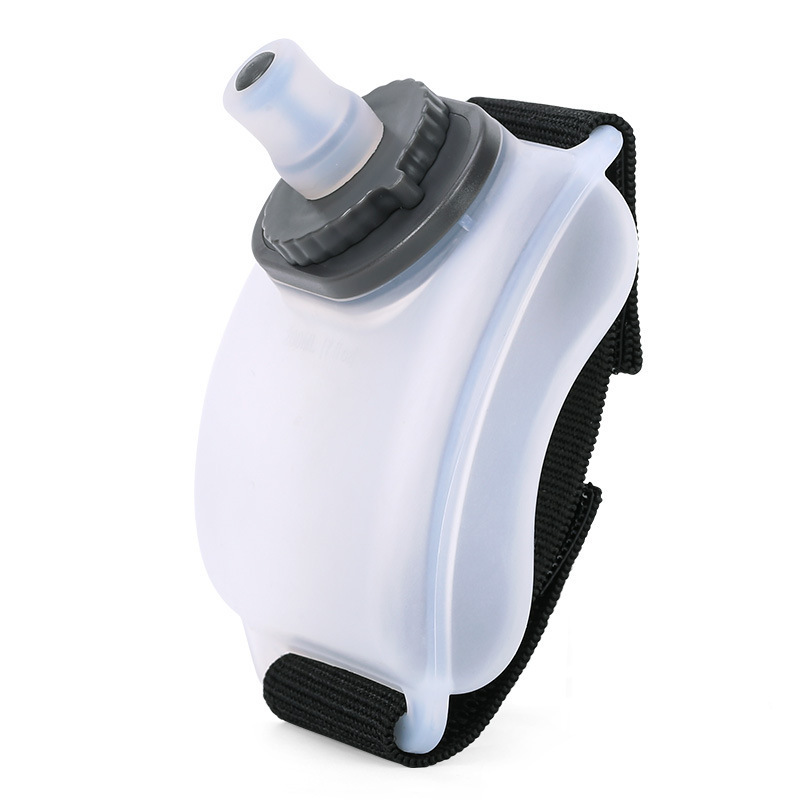 Wearable Sports Wrist Water Bottle - 200ml BPA-Free Silicone Flask with Adjustable Strap & Bite Valve(Transparent)