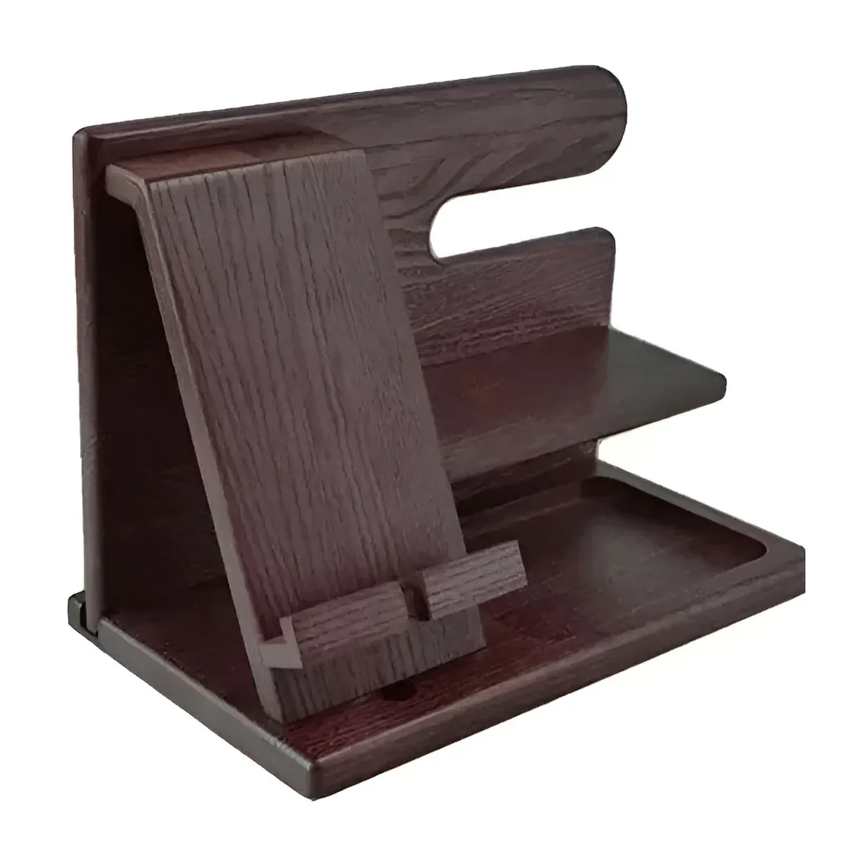 Solid Wood Multi function Desktop Phone Stand Durable Stable Non Slip Space Saving — image 2