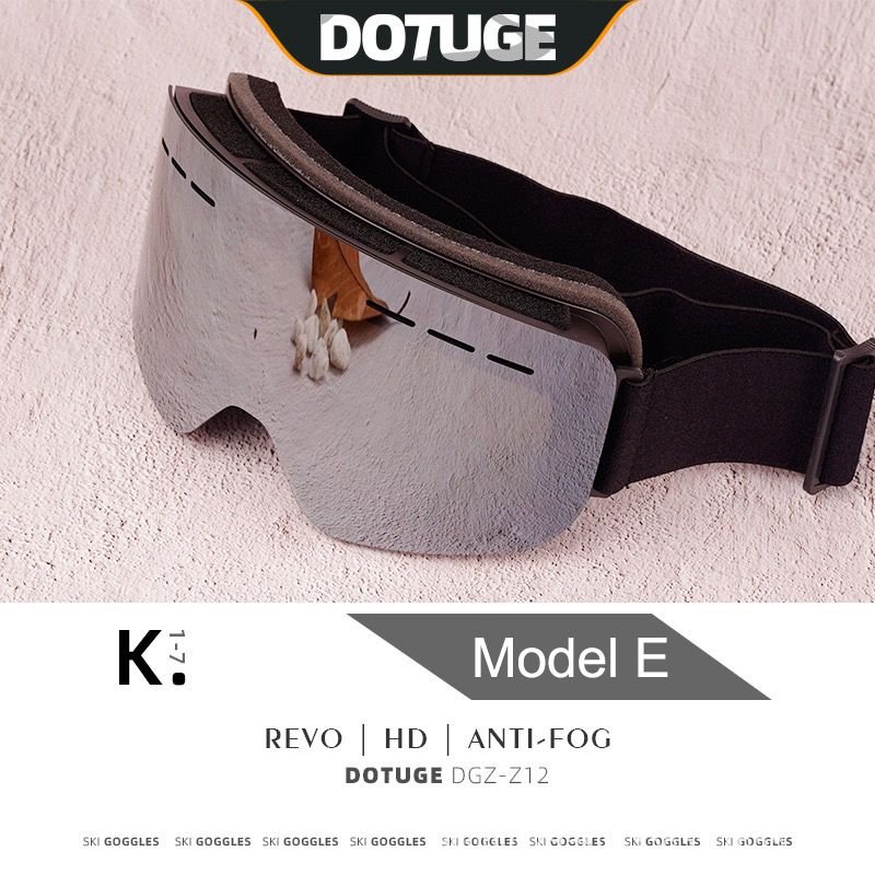 DOTUGE DGZ-Z12 Ski Goggles with REVO Coating, Anti-Fog, HD Dual-Layer PC Lens, TPU Frame, Impact-Resistant Sponge, Adjustable Strap, Large Field Cylindrical