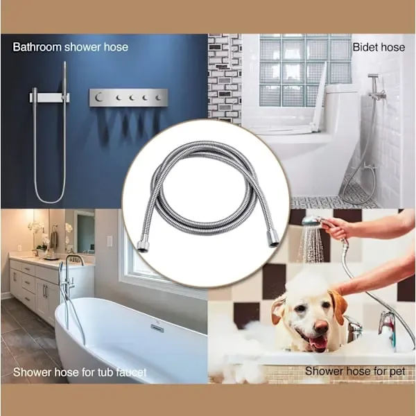 3m Shower Hose- Stainless Steel Shower Hose, stainless steel construction, 300 × 2 cm Overall Size, Silver Finish — image 4