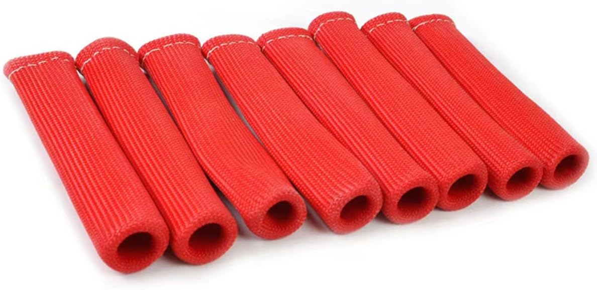 Spark Plug Wire Boots Protector Sleeve, 2500 Degree Spark Plug Wire Heat Shield Sleeve Cover for SBC BBC 350 454, 6 Inch Spark Plug Wire Heat Insulation Cover
