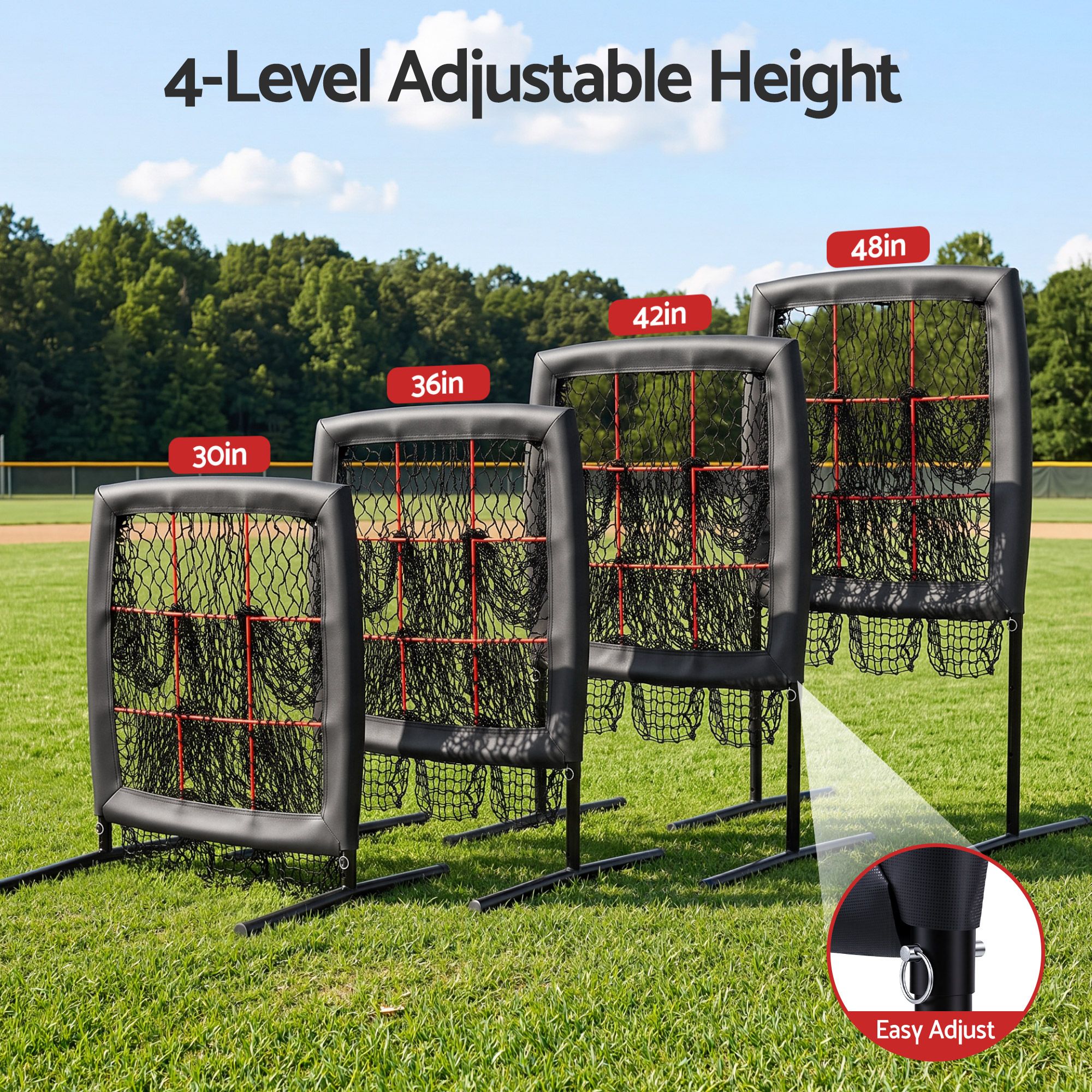 Everfit Baseball Pitching Net Training Target Softball Practice 9 Hole Black โ image 6