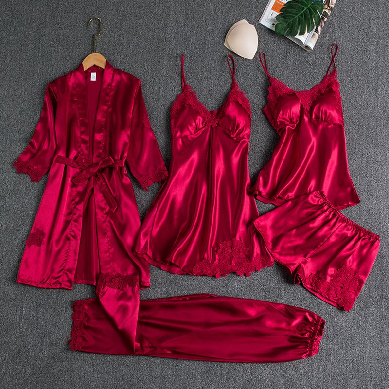 Women Five Piece Sleepwear Set Polyester V Neck Navy 4XL โ image 2