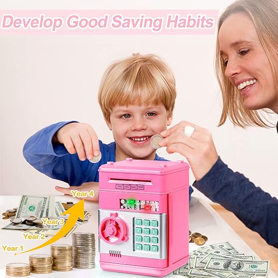 Toys for Kids Ages 5-7, 8-10, Electronic ATM Password Cash Coin Can Auto Scroll Paper Money Saving Box Toys for 6 7 8 9 10 11 12 Year Old Girl Christmas — image 3
