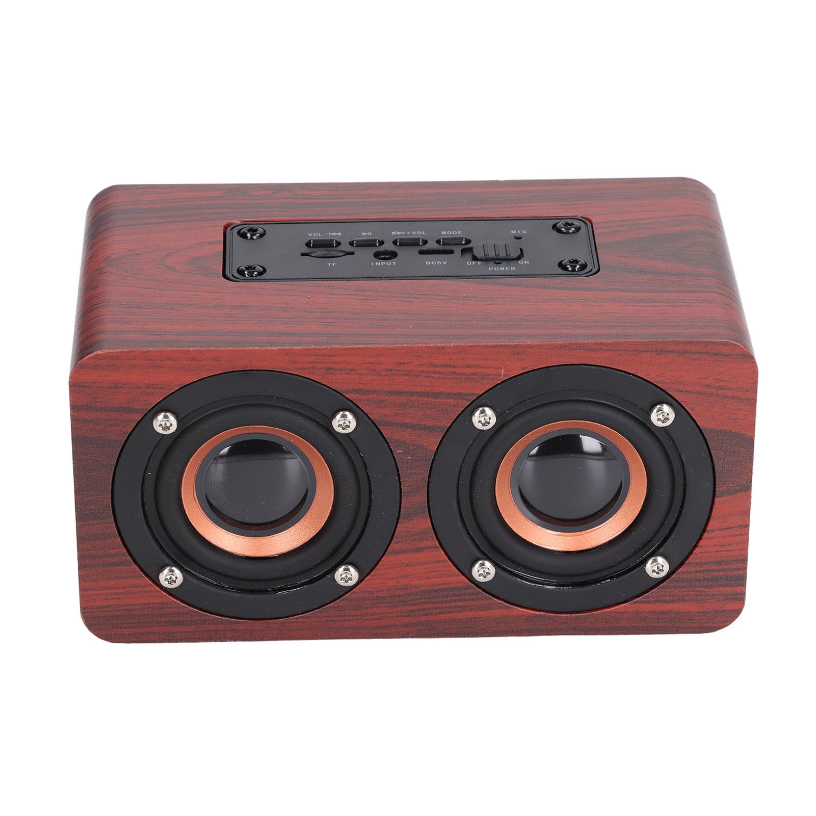 Speaker Portable Red Dual Speakers Voice Call Usb Charging Wooden Speaker Subwoofer โ image 4