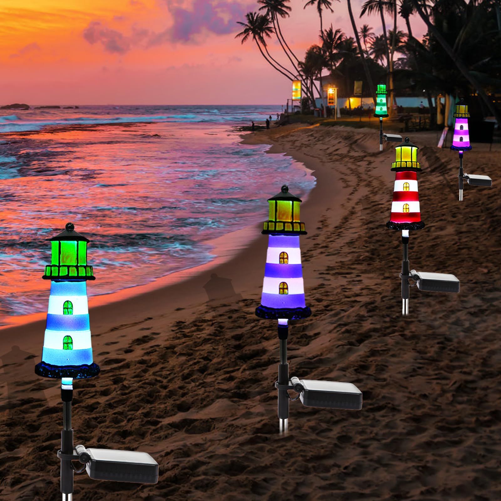 Solar Outdoor Lights,2 Pack Lighthouse Solar Lights Outdoor Waterproof, Solar Walkway Lights Maintain of Lighting for Your Garden — image 5
