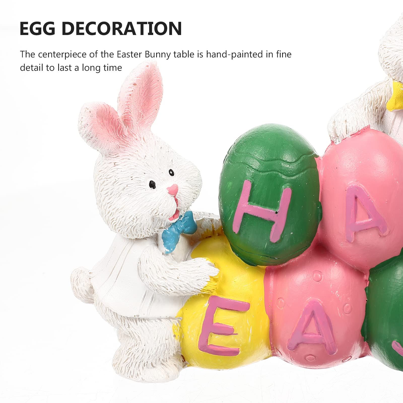 Hand drawn Easter egg bunny centerpiece, decorated with Easter resin statues on the desktop, suitable for home living rooms, bedrooms โ image 4