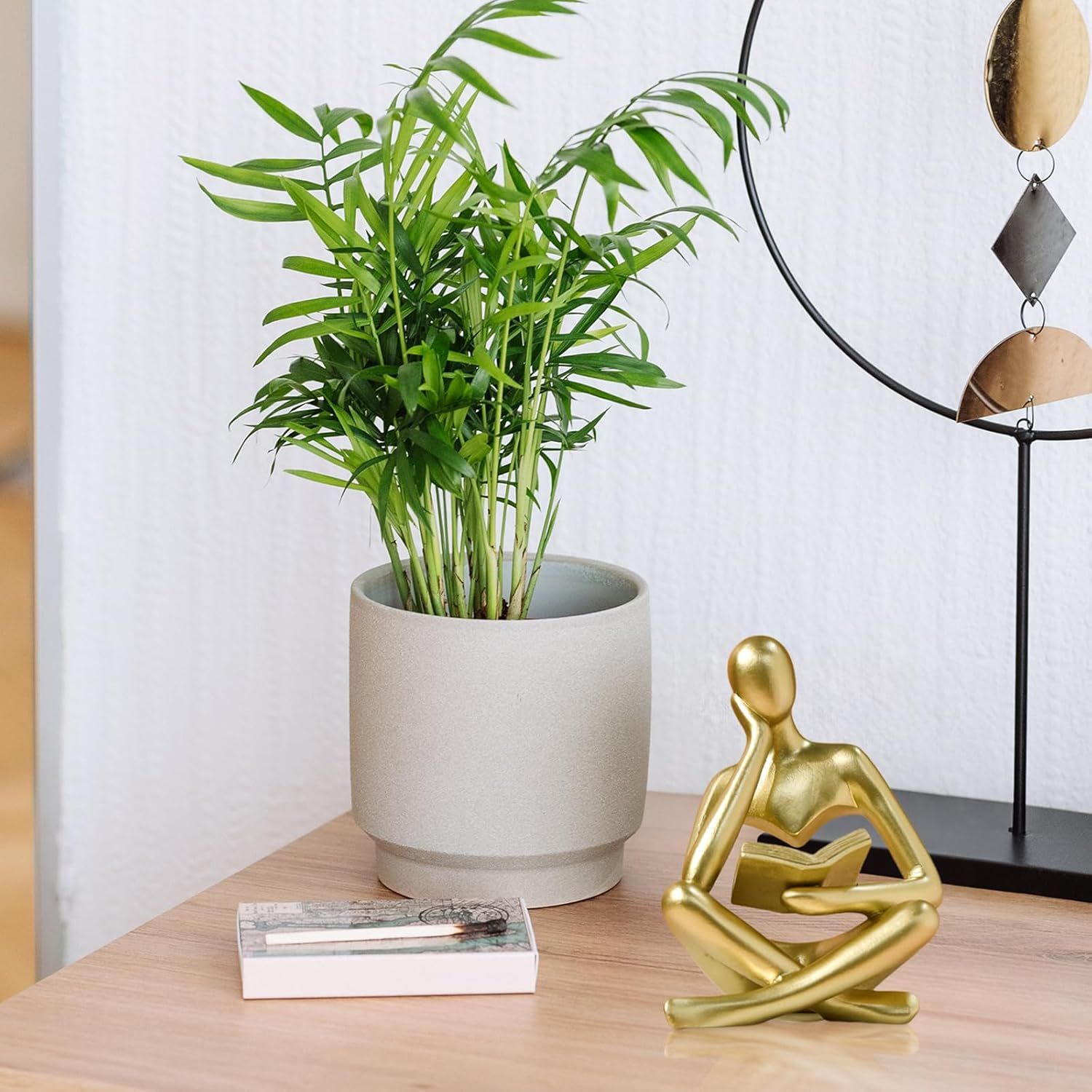 Abstract Reading Thinker Statue for Home Decor, Modern Resin Sculpture Figurine for Bookshelf, Desk & Living Room (Gold) — image 5