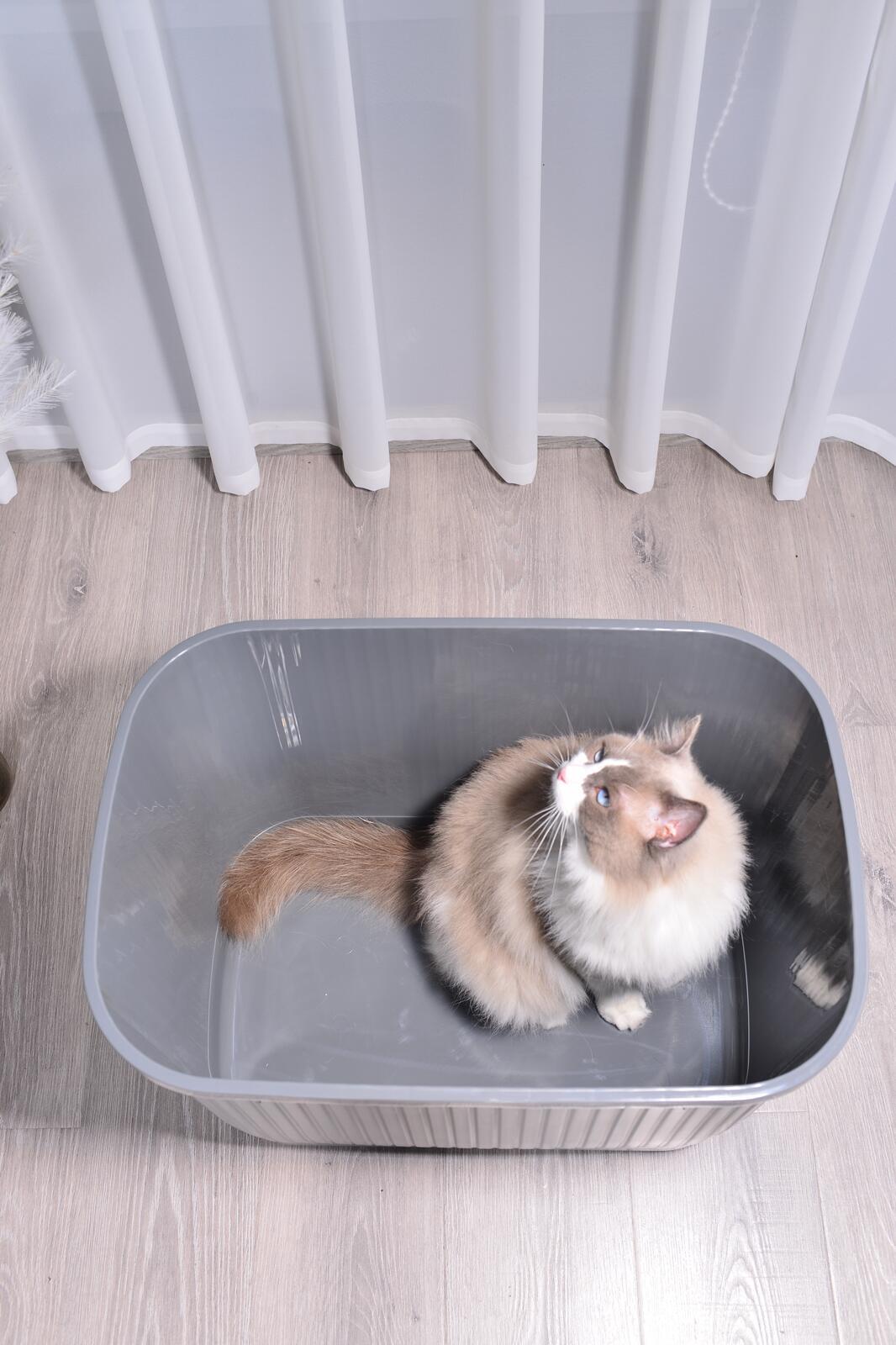 YES4PETS XXL Top Entry Cat Litter Box No Mess Large Enclosed Covered Kitty Tray Grey โ image 3