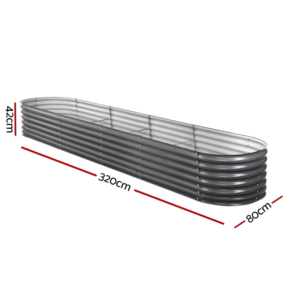 Green Fingers Garden Bed 320X80X42cm Oval Planter Box Raised Container Galvanised — image 6