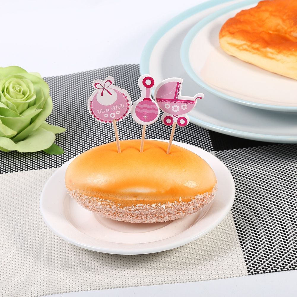 18Pcs Girl Type Kids Birthday Cute Cupcake Toppers Baby Shower Cake Decorations (Pink) โ image 4