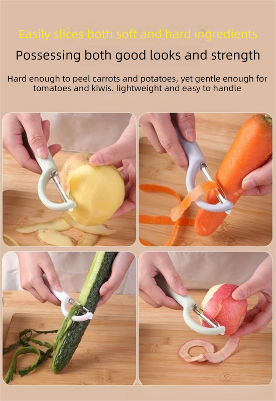 2 Pcs Grey Multi-Functional Vegetable & Fruit Peeler – Stainless Steel Blade with Ergonomic PP Handle (60g) — image 4