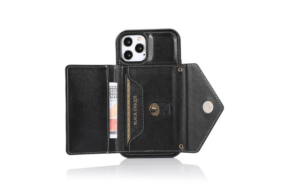 PU Leather Crossbody Phone Case Cover Wallet Card Holder for iPhone 13 Series -Black /iPhone13 6.1 โ image 3