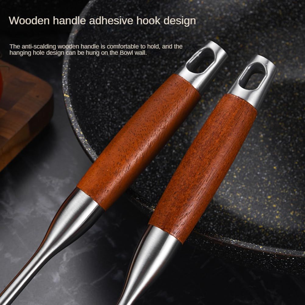 2 Pieces Wok Spatula, Stainless Steel Spatula with Heat Resistant Wooden Handle Wok Utensils,Silver โ image 3