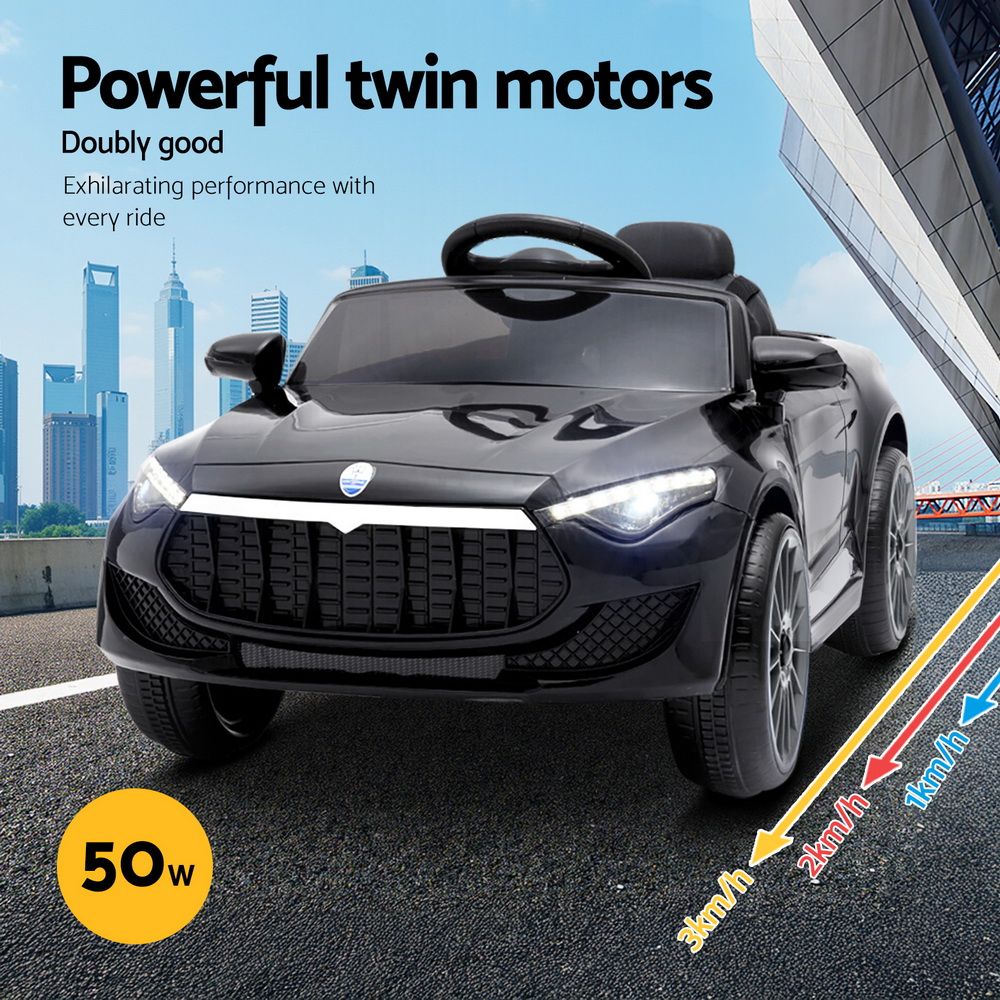 Rigo Kids Electric Ride On Car Toys Cars Horn Music Remote Control 12V Black โ image 4