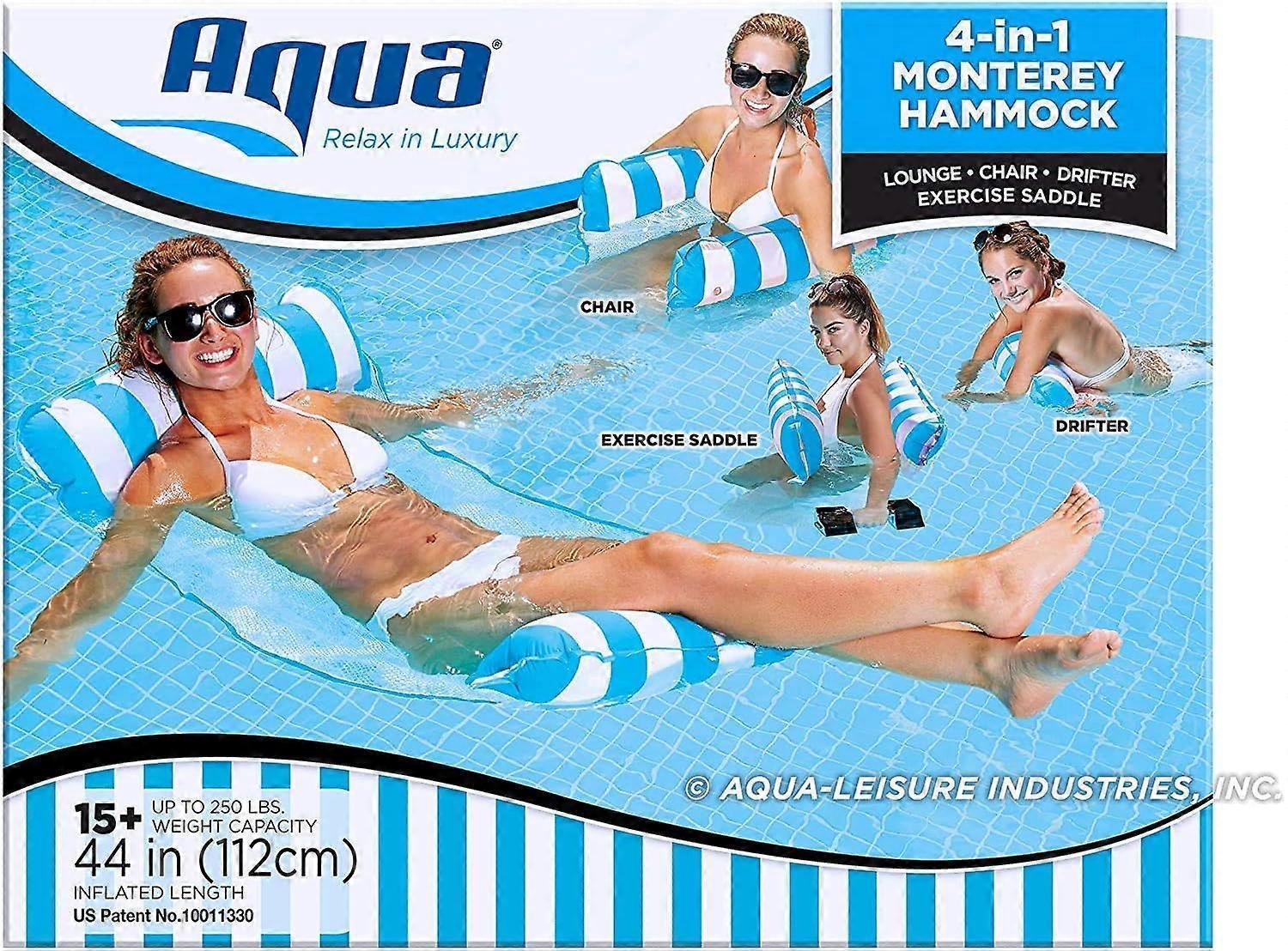 Inflatable floating bed, water hammock 4-in-1 lounge chair pool lounge air mattress pool-blue, 130*68 cm โ image 4