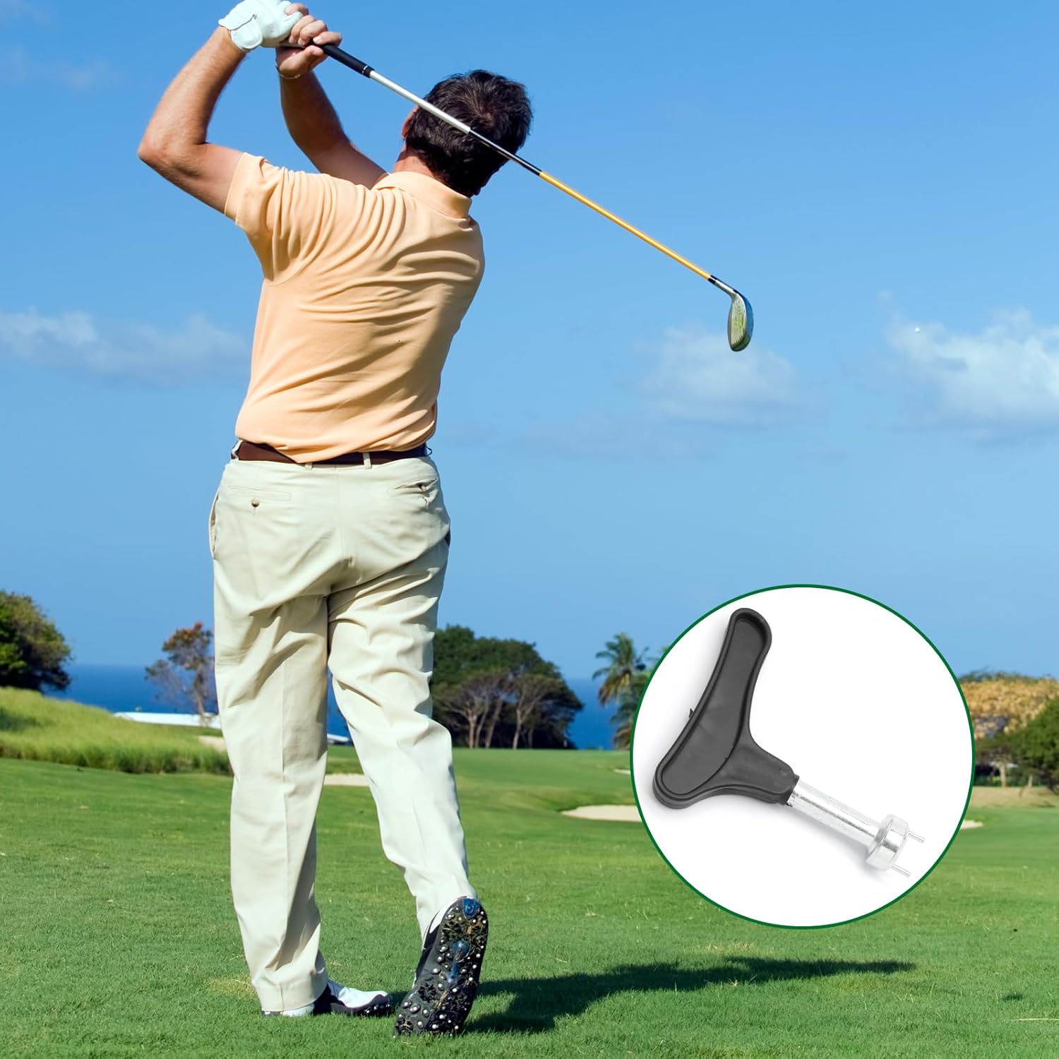 Biaungdo Golf Spike Tool for Spike Shoes, Black Golf Shoe Spike Wrench, Zinc Alloy Golf Spike Removal Tool — image 5