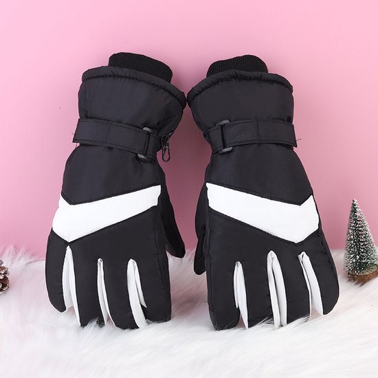 Gloves - Winter ski gloves - Warm gloves - Non-slip, thickened - Waterproof - Suitable for cold weather - Cycling gloves - Sizes S/M - Black and white โ image 2