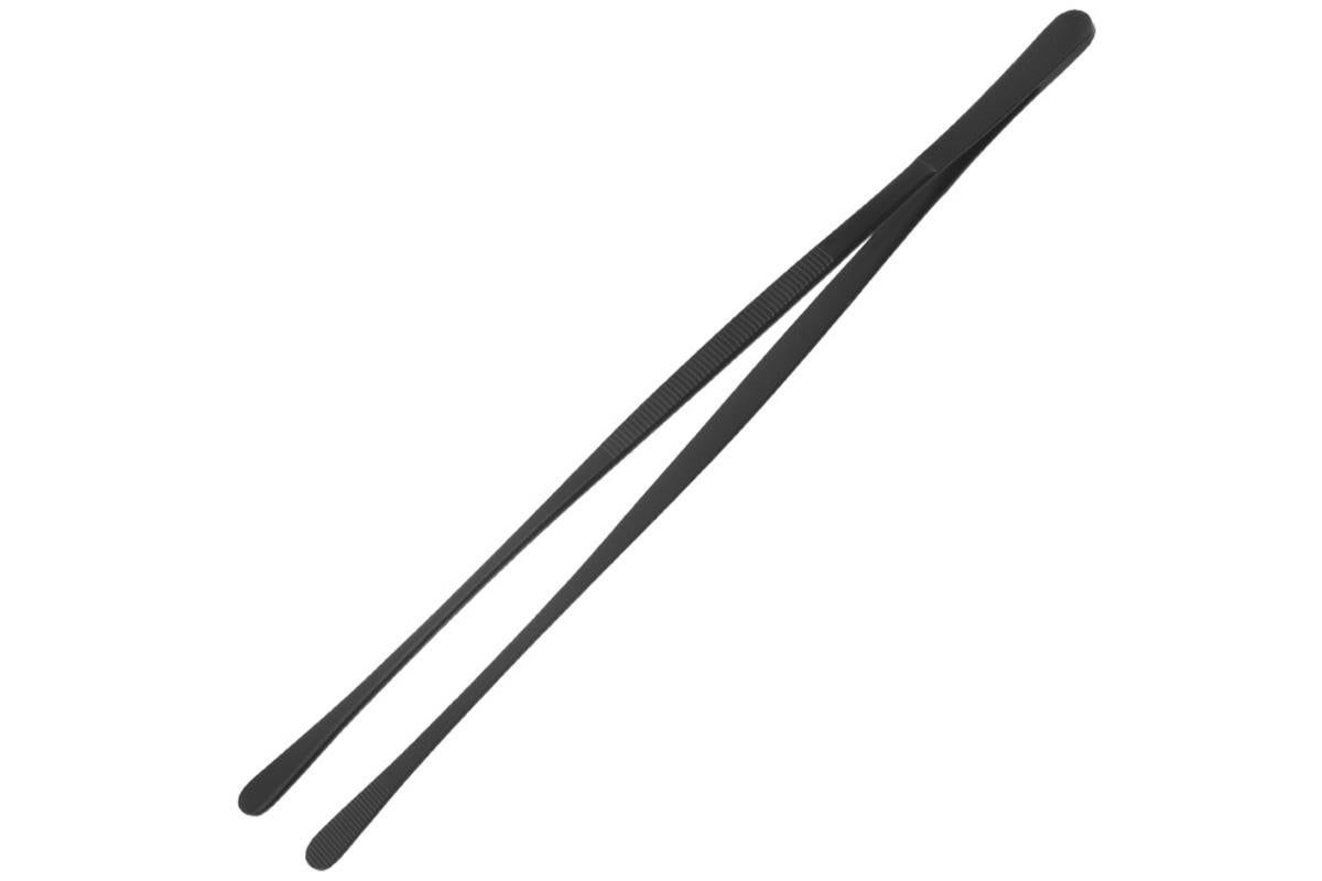 2 Pack 30cm BBQ Tongs Stainless Steel Round and Straight Head for Grilling Cooking - Black โ image 2