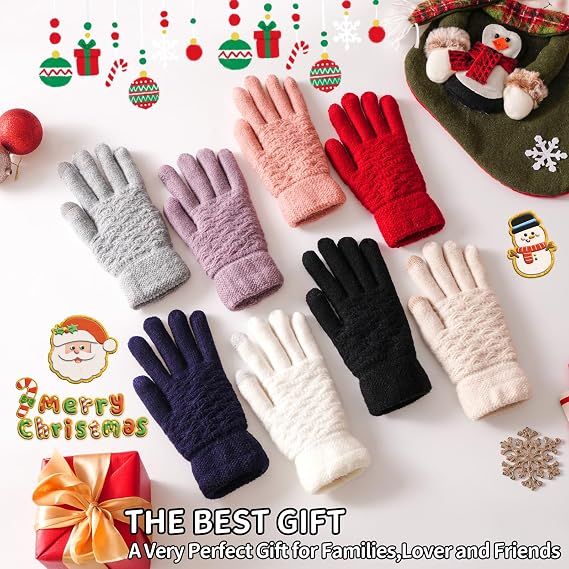 2 Pack Women's Winter Warm Touch Screen Gloves Womens Thermal Cable Knit Wool Fleece Lined Glove for Cold Weather β image 5