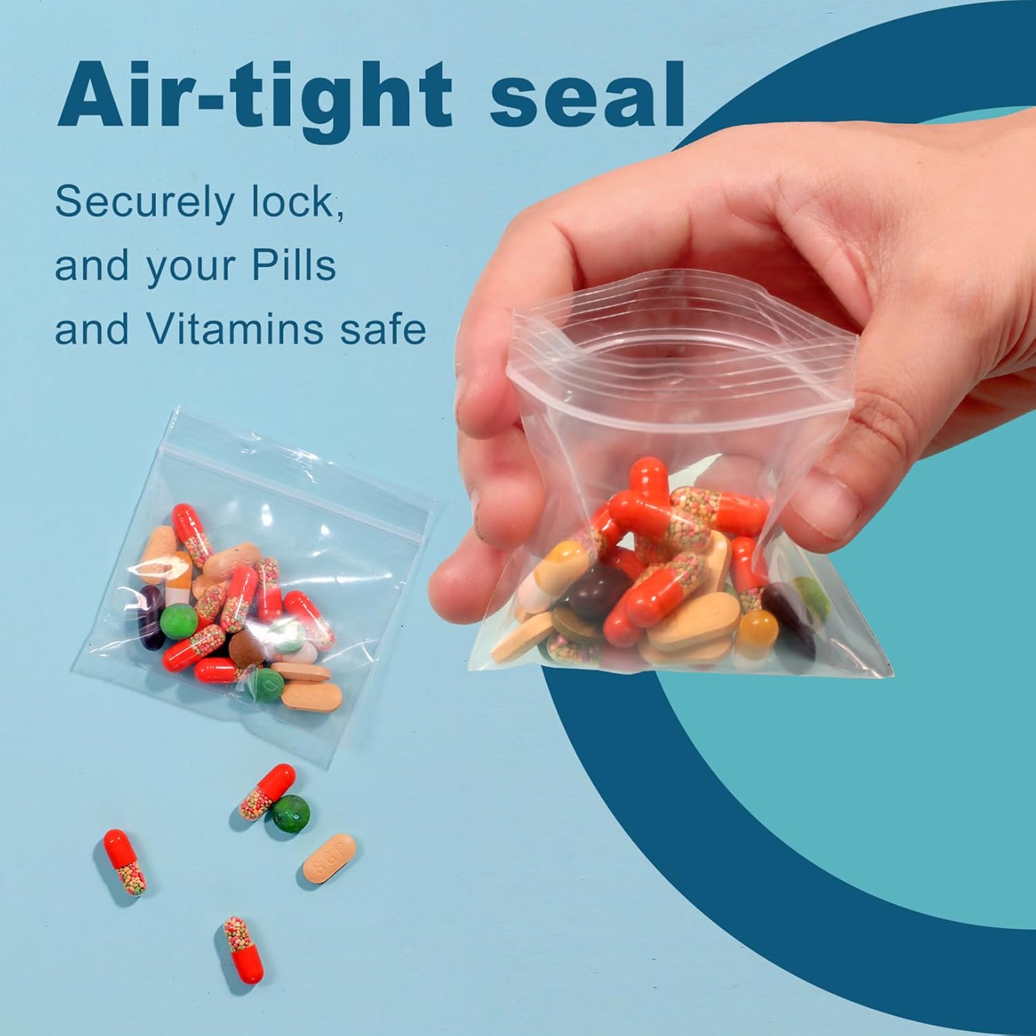 100 Packs Pill Bags 6 mil Sturdy 3 × 2.75 inch Pill Pouches BPA Free Seal Waterproof Handy Reusable Pill Bags for Travel Small Plastic Bags for Pill Organizer — image 3