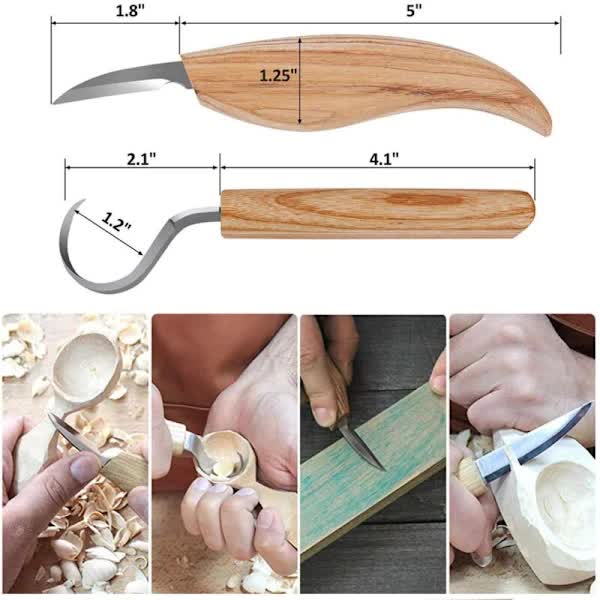Wood Carving Tool Set - 3-in-1 Wood Carving Set - Includes Hook Chisel, Wood Carving Chisel, and Chopping Chisel — image 3