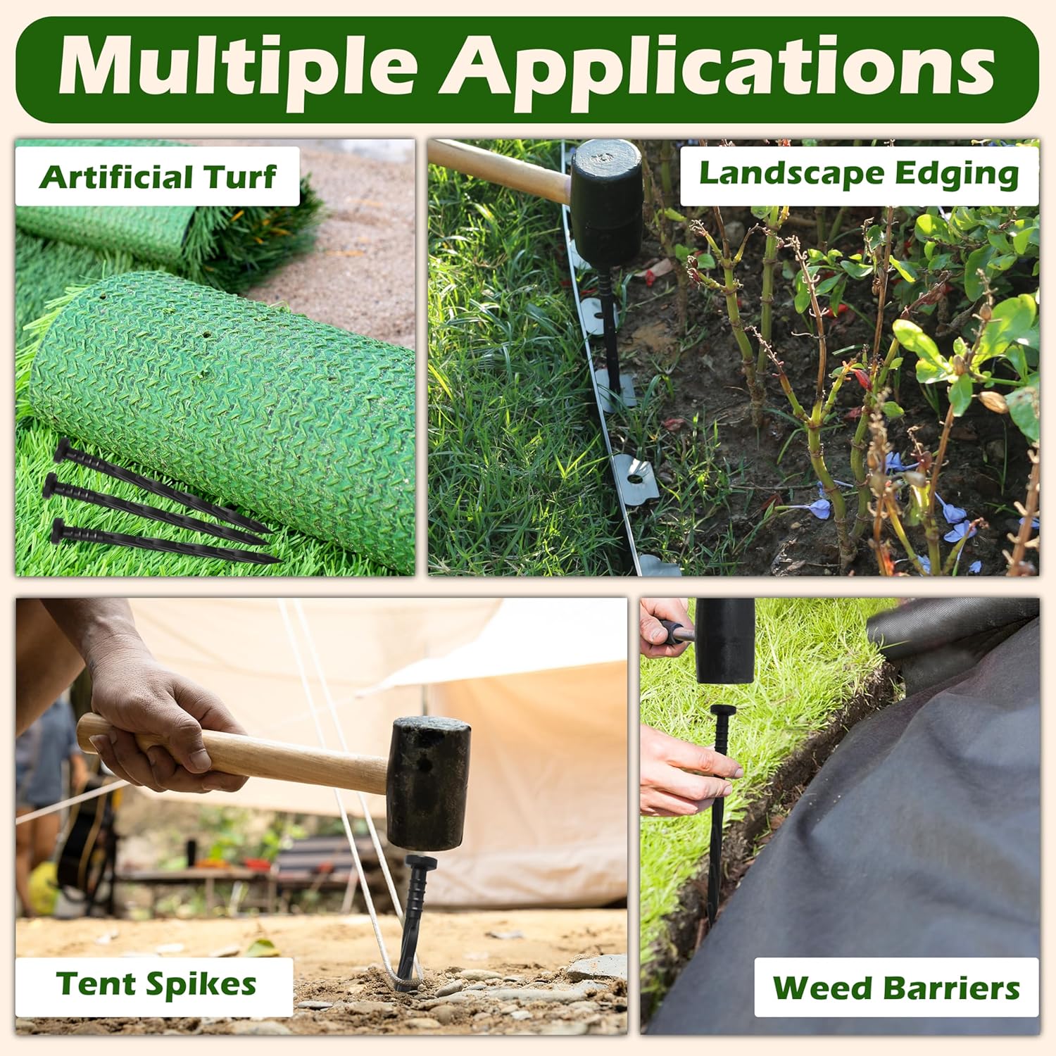 30 pcs Landscape Edging Anchoring Spikes, 6 inches Yard Lawn Paver Edging Stakes for Weed Barrier, Garden Fence, Artificial Turf — image 6
