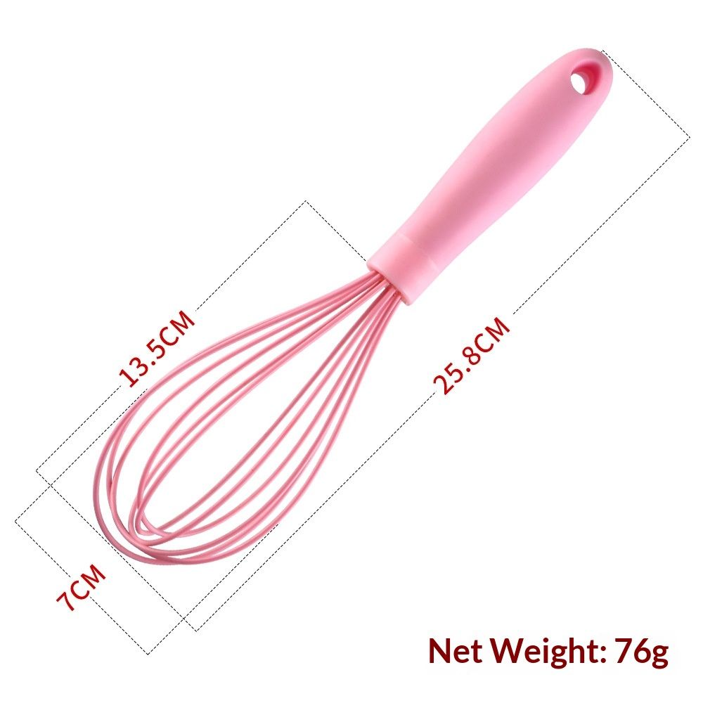 Manual Silicone Whisk Manual Eggs Beater Durable Kitchen Pastry Tools Cake Baking Utensil Mixer for Baking and Cooking, peachy pink โ image 5