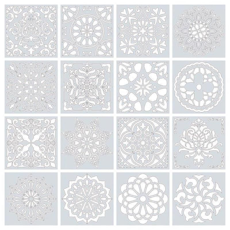 16 Pack Mandala Painting Stencils Drawing Dot Templates For Floor Wall DIY Decor โ image 2